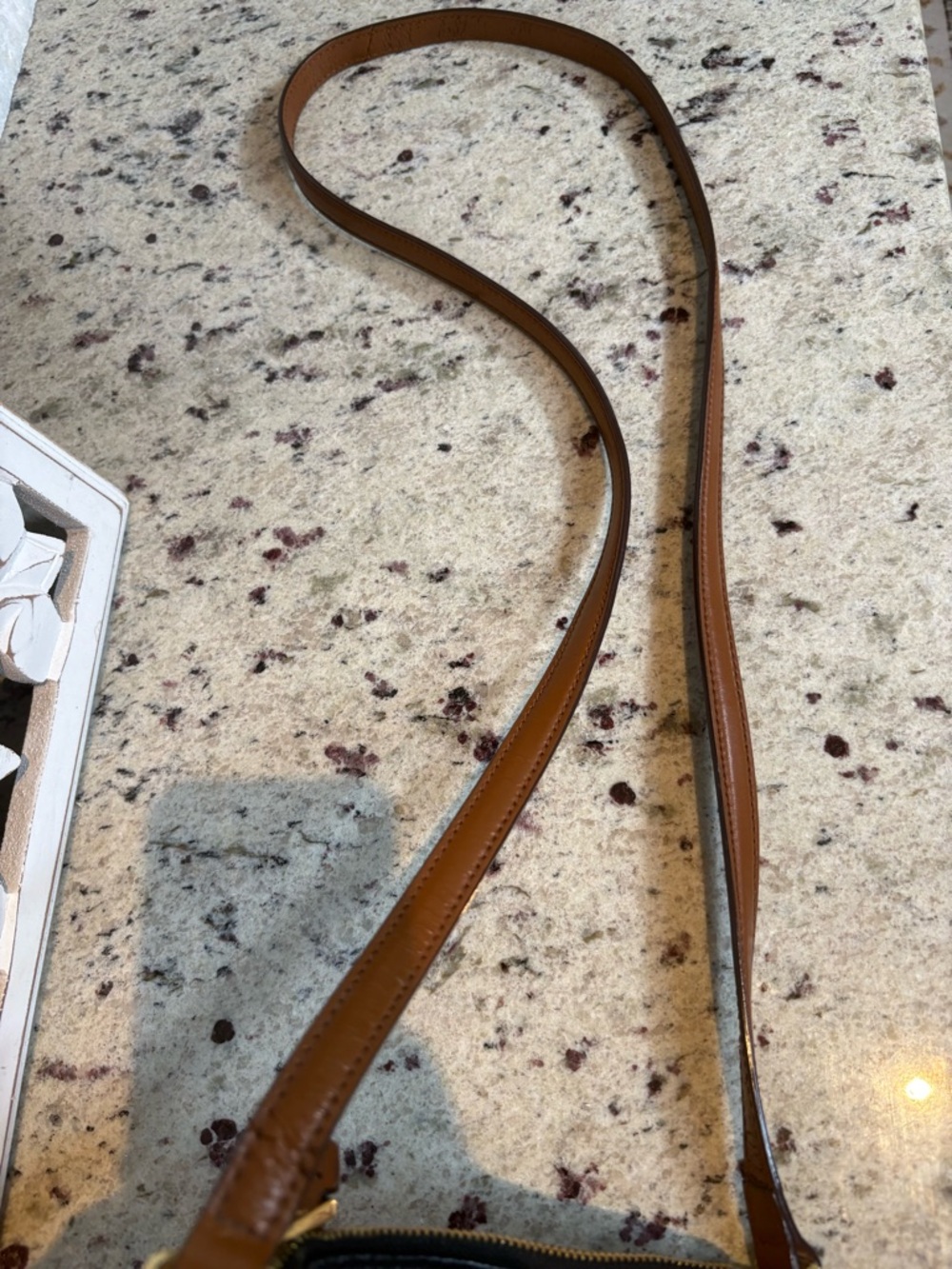 Ralph Lauren Black Pebbled Leather Crossbody with Brown Strap - Picture 12 of 16